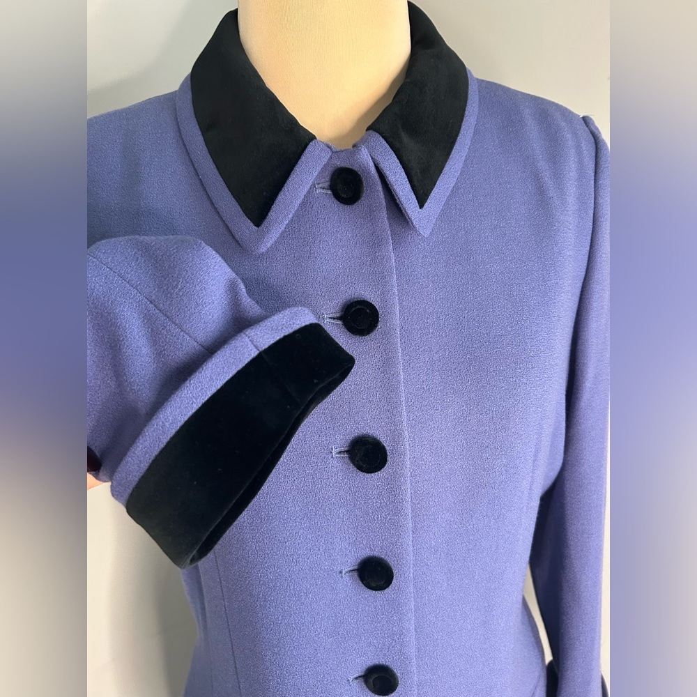 Vintage Kasper ASL|  Purple Dress with Black Velvet Details - Picture 3 of 6